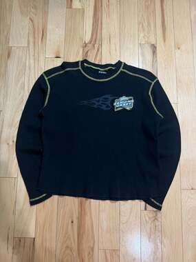 Y2K  Ascend Harley-Davidson Miller Genuine Draft Waffle Knit Thermal Shirt
